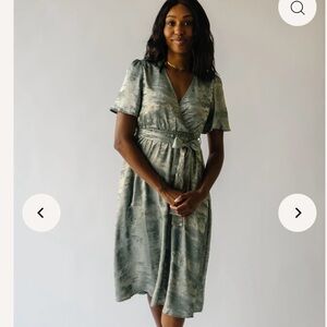 The Elaine Tie Dress In Olive Metallic from Piper and Scoot